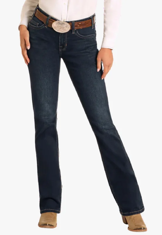 Sporty Wear Rock and Roll Womens Mid Rise V Stitch Riding Jean