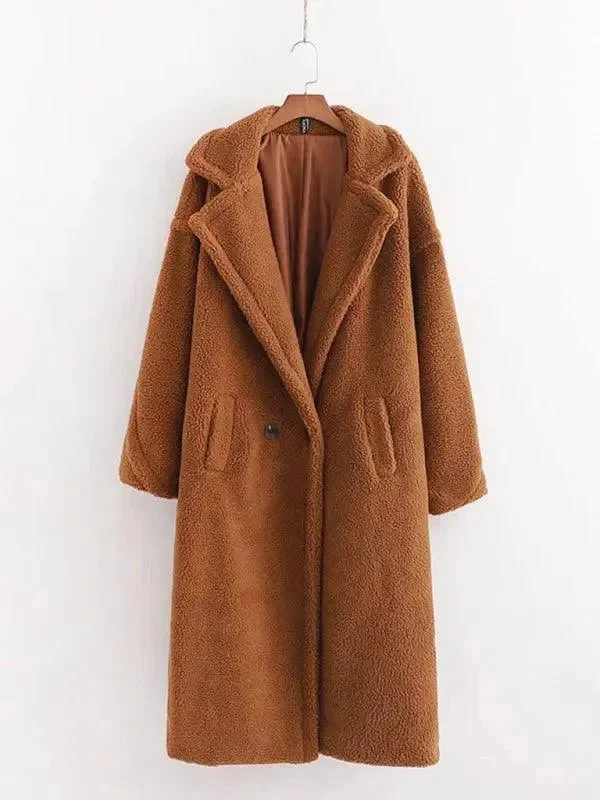 Elegant And Elegant Women's Warm Fur Woolen Overcoat