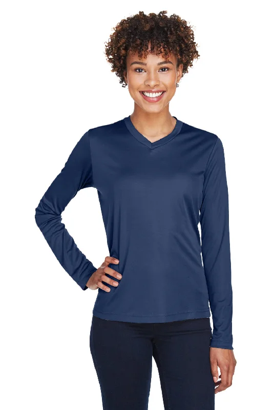 Perfect Tailoring Team 365 Womens Zone Performance Moisture Wicking Long Sleeve Crewneck T-Shirt - Dark Navy Blue Perfect Tailoring Team 365 Womens Zone Performance Moisture Wicking Long Sleeve Crewneck T-Shirt - Dark Navy Blue