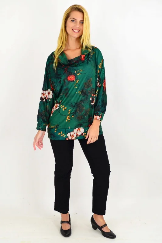 European Plan Green Cowl Neck Tunic Jumper