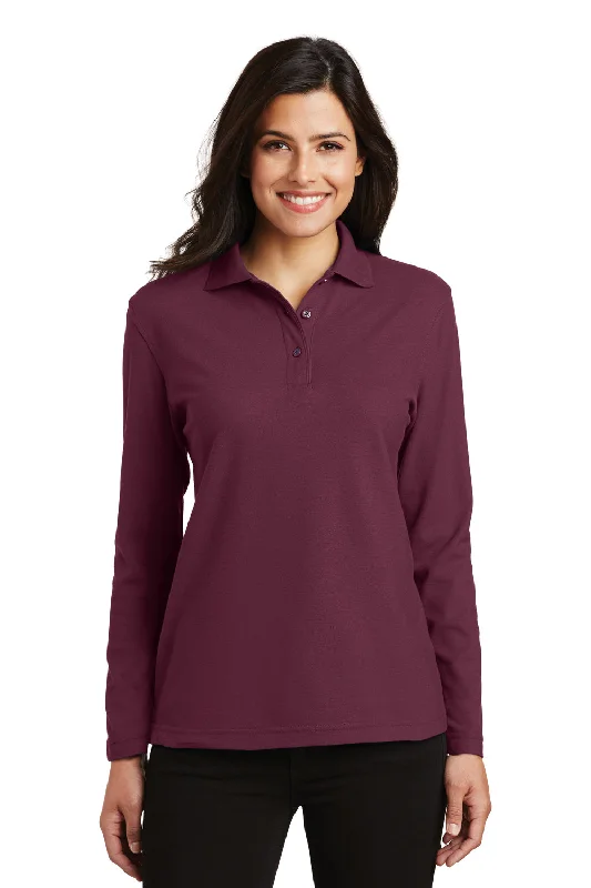 Fashion Expert Port Authority Womens Silk Touch Wrinkle Resistant Long Sleeve Polo Shirt - Burgundy Fashion Expert Port Authority Womens Silk Touch Wrinkle Resistant Long Sleeve Polo Shirt - Burgundy
