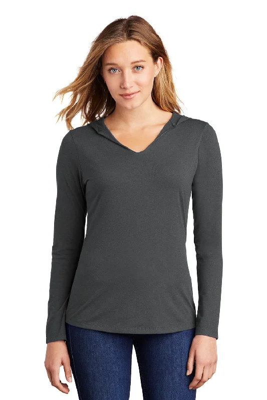 Exquisite Tailoring District Womens Perfect Tri Long Sleeve Hooded T-Shirt Hoodie - Charcoal Grey Exquisite Tailoring District Womens Perfect Tri Long Sleeve Hooded T-Shirt Hoodie - Charcoal Grey