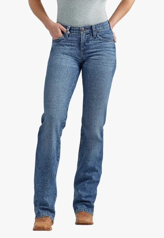 Everyday Chic Wrangler Womens Jade Mid Rise Relaxed Bootcut Jean