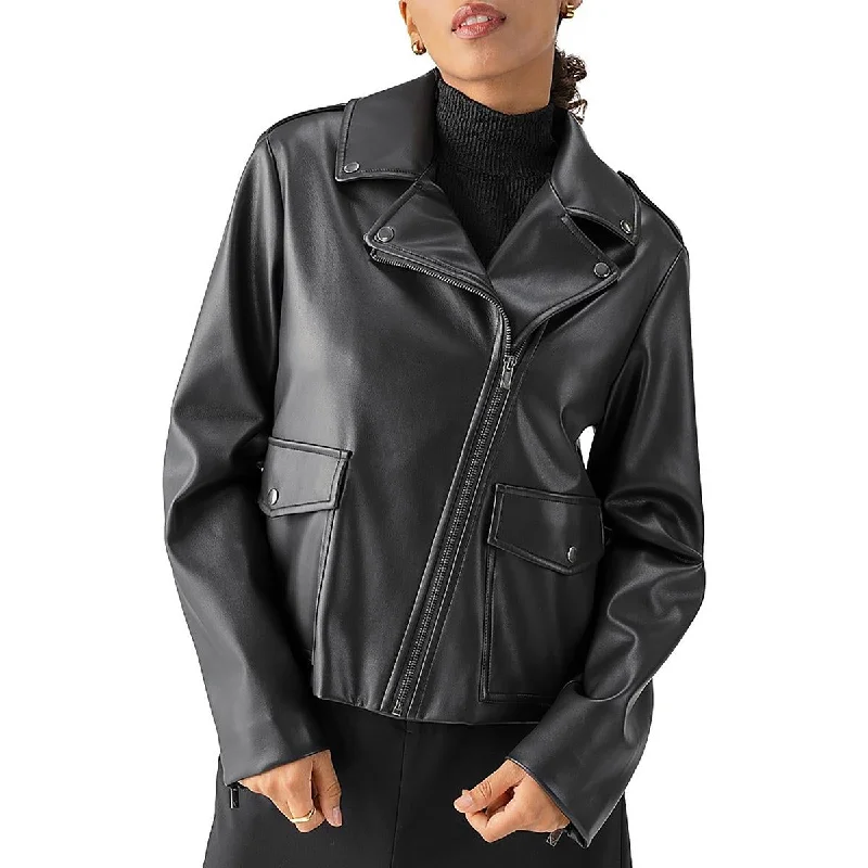 Sports And Leisure Sanctuary Womens Asymmetric Faux Leather Leather Jacket