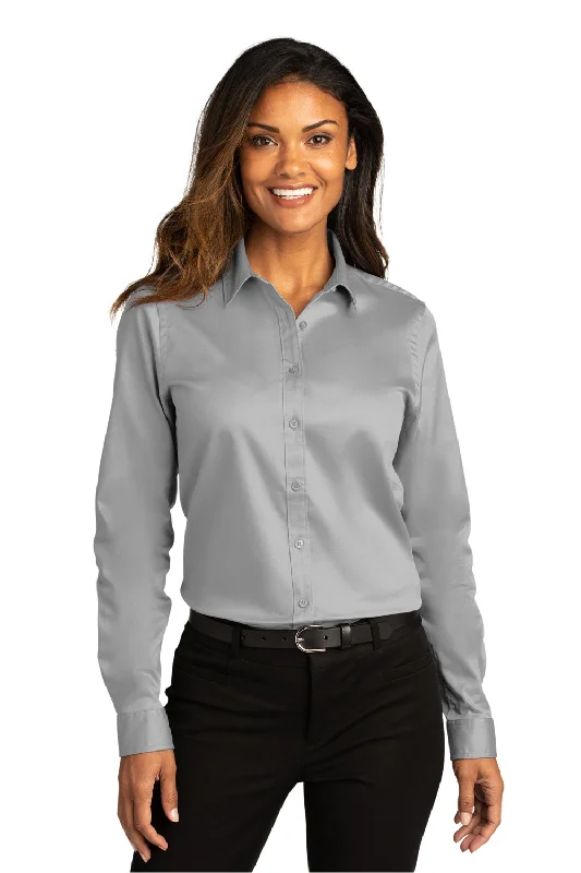 New Products Port Authority Womens SuperPro Wrinkle Resistant React Long Sleeve Button Down Shirt - Gusty Grey New Products Port Authority Womens SuperPro Wrinkle Resistant React Long Sleeve Button Down Shirt - Gusty Grey