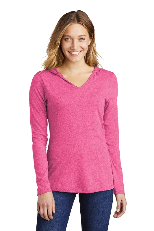 Youthful Vitality District Womens Perfect Tri Long Sleeve Hooded T-Shirt Hoodie - Fuchsia Pink Frost Youthful Vitality District Womens Perfect Tri Long Sleeve Hooded T-Shirt Hoodie - Fuchsia Pink Frost