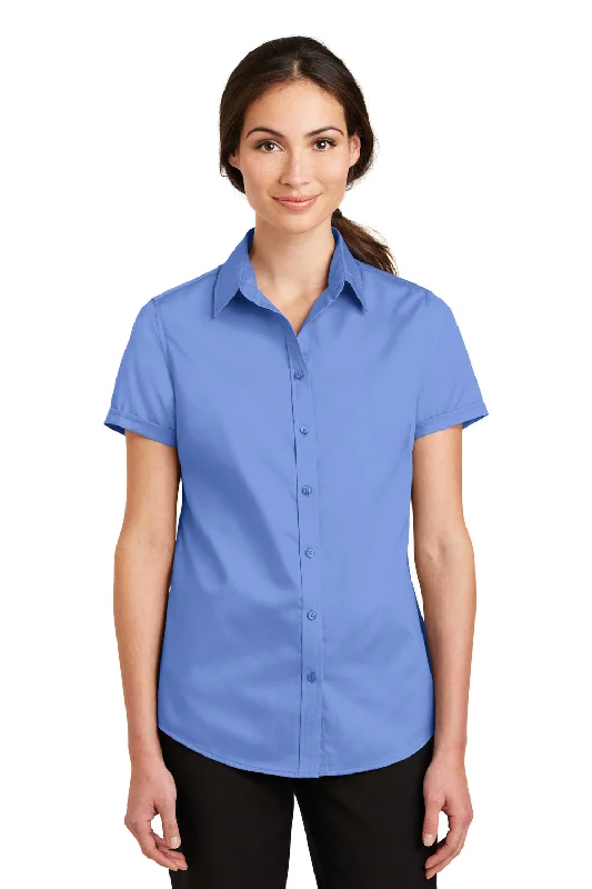 British Fashion Port Authority Womens SuperPro Wrinkle Resistant Short Sleeve Button Down Shirt - Ultramarine Blue - Closeout British Fashion Port Authority Womens SuperPro Wrinkle Resistant Short Sleeve Button Down Shirt - Ultramarine Blue - Closeout