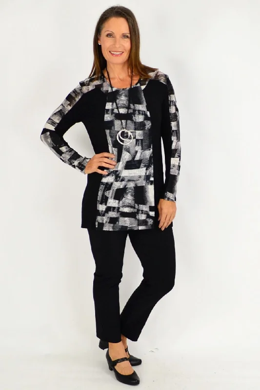 Fashion Pioneer Maria Silver Black Tunic Top