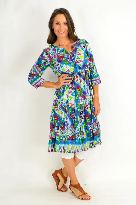 Printed Patterns Mexican Festival Tunic Dress