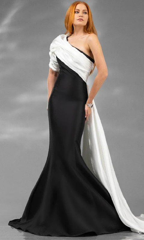 Elegant And Simple Terani Couture 251E4205 - Ruched Asymmetric Mermaid Evening Gown Elegant And Simple Terani Couture 251E4205 - Ruched Asymmetric Mermaid Evening Gown