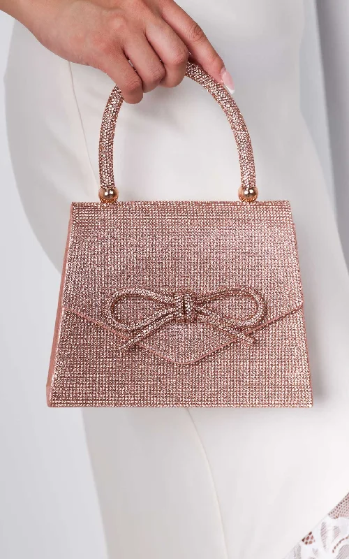 Knitted Design Betty Rhinestone Bag - Rose Champagne Bow