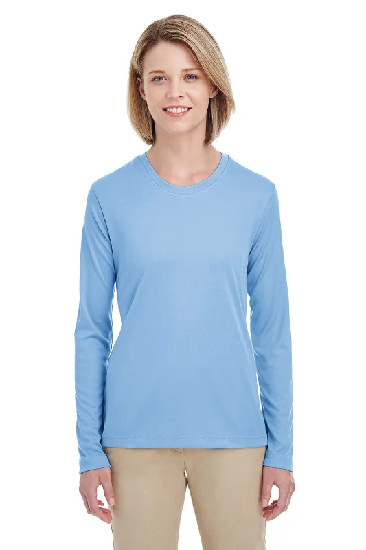 Classic Series UltraClub Womens Cool & Dry Performance Moisture Wicking Long Sleeve Crewneck T-Shirt - Columbia Blue Classic Series UltraClub Womens Cool & Dry Performance Moisture Wicking Long Sleeve Crewneck T-Shirt - Columbia Blue