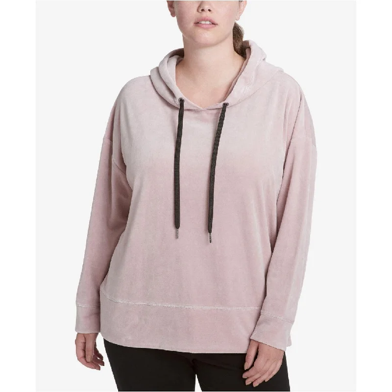 Warm Wear Calvin Klein Women's Plus Size Velour Hoodie Bare Size 3 Extra Large - Pink - XXX-Large