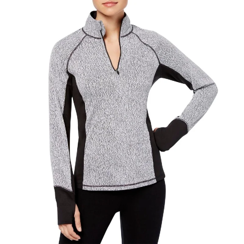Slim Fit Ideology Women's Brushed Heathered Performance Half-Zip Jacket White Size 2 Extra Large - XX-Large
