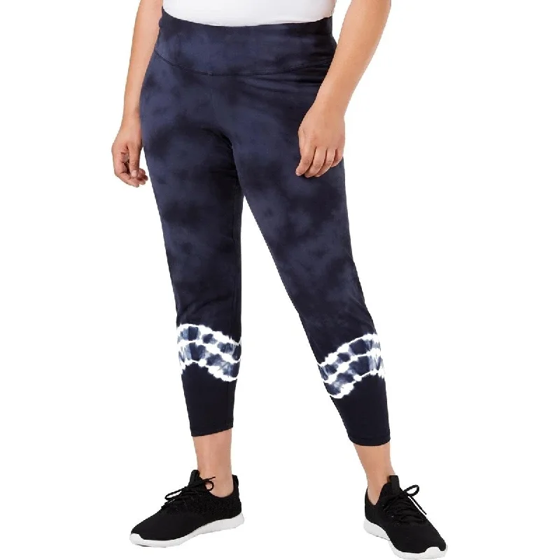 Luxury Temperament Ideology Women's Plus Tie-Dyed Leggings Navy Size Extra Large - Black - XL