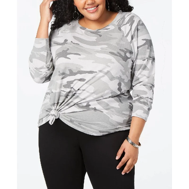 Elegant And Simple Love Tribe Women's Trendy Camo Print Sweatshirt Grey Size 3X
