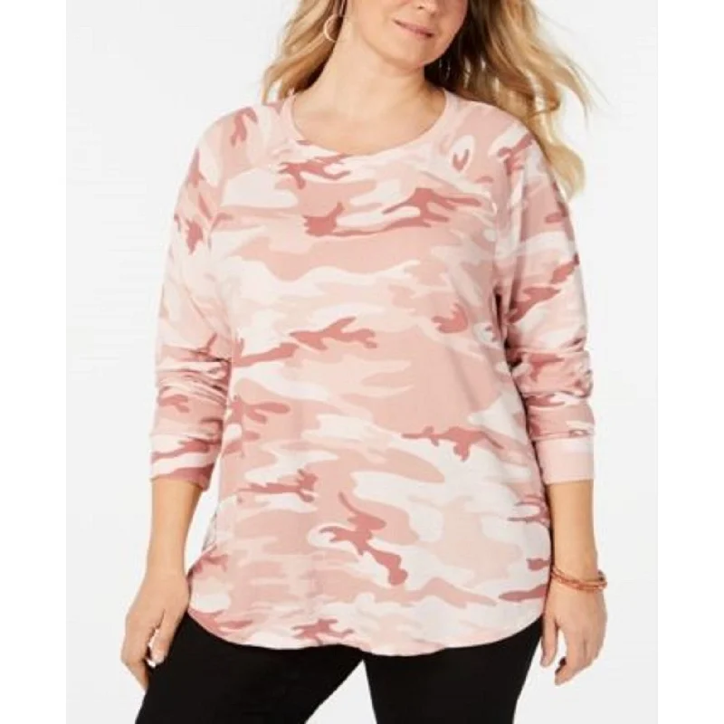 Designer Style Love Tribe Women's Trendy Plus Size Camo-Print Sweatshirt Pink Size 3X