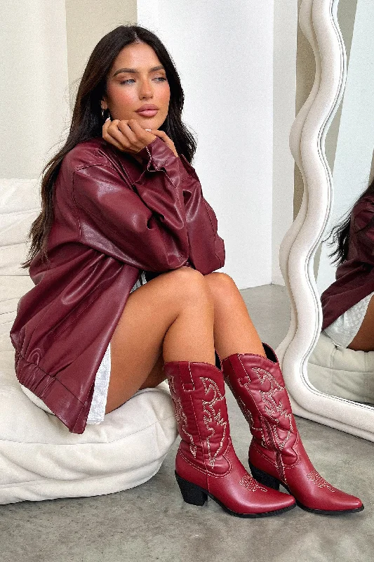 Spiritual Vitality Nashville Boots - Burgundy