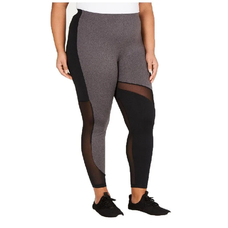 Spiritual Vitality Soffe Women's Plus Size Mesh-Inset Leggings Grey Size 2 Extra Large - XX-Large