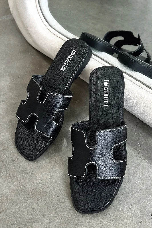 Relaxed Fit Valia Slides - Black