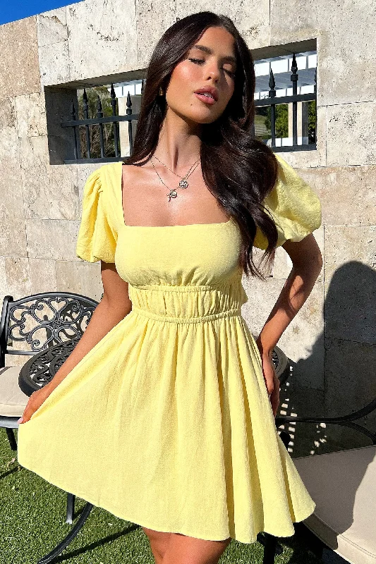 European And American Style Whitney Dress - Baby Yellow