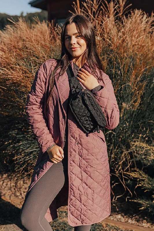 Street Charm Chilly Wind Quilted Coat in Light Royal Plum