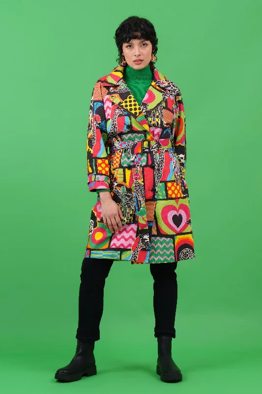 High Street Style Giraffe-Topia Trench Coat