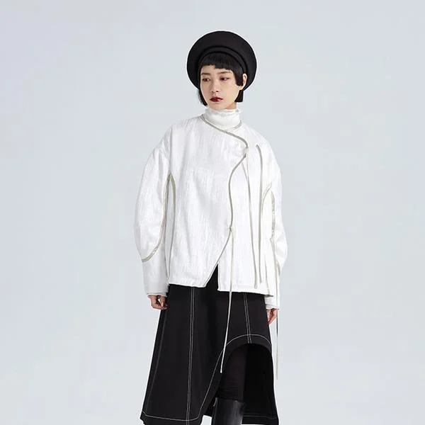 Chic Comfort Line Splicing Parka Fashion Bandage Placket Solid Winter The New Color Casual Women Coat Simplicity Zen Short Top Chic Comfort Line Splicing Parka Fashion Bandage Placket Solid Winter The New Color Casual Women Coat Simplicity Zen Short Top