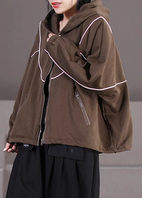 Advanced Customization Loose Black Zippered Patchwork Pockets Cotton Hooded Coat Long Sleeve Advanced Customization Loose Black Zippered Patchwork Pockets Cotton Hooded Coat Long Sleeve