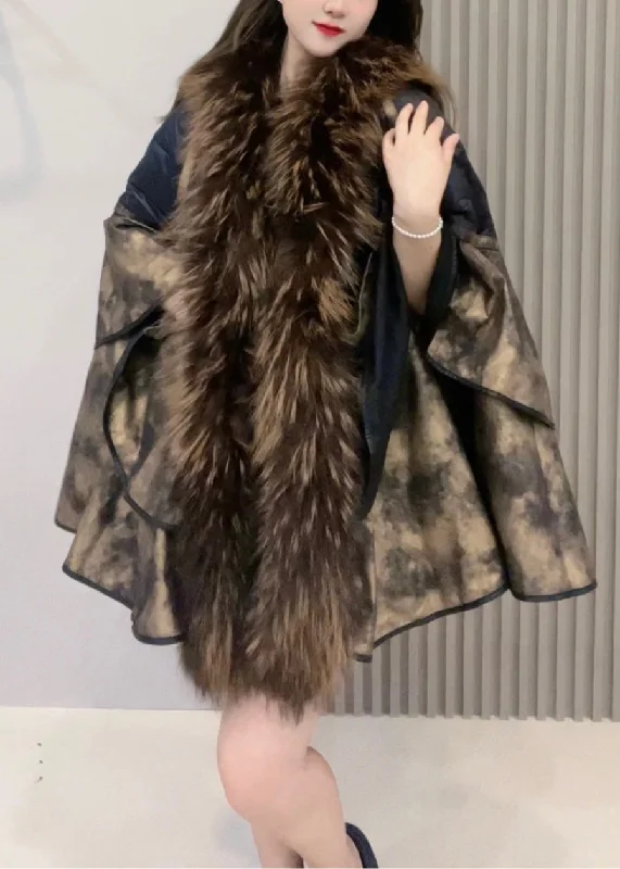 Effortless Elegance Loose Fur Collar Patchwork Leather And Fur Coats Winter