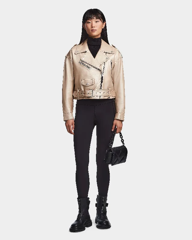 Chic Relaxation MAGGIE WOMEN'S CROPPED LEATHER BIKER JACKET