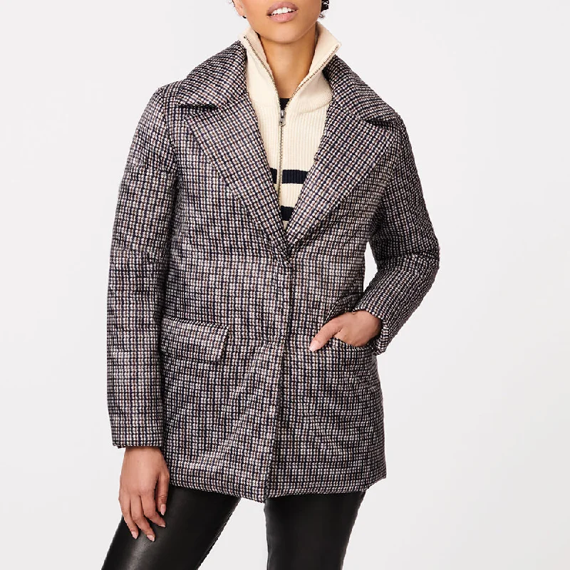 Fashion Classic Manhattan Mini Plaid Blazer Puffer Jacket