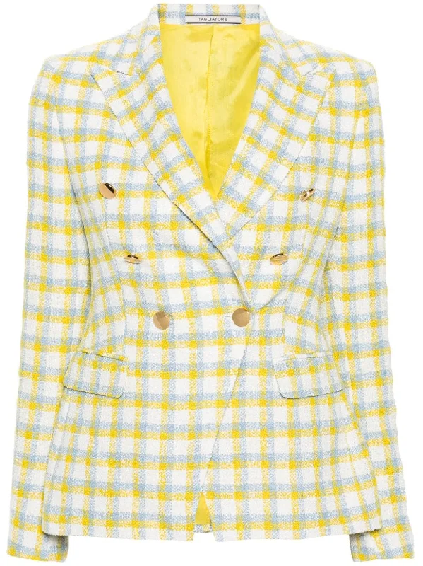 Simple Solid Color Tagliatore Women's Jackets yellow