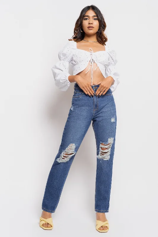 Exquisite Embroidery 90's Mom Fit Jeans