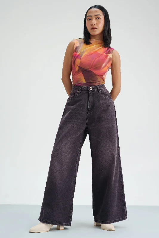 Chic Comfort Mulberry Tinted Cropped Wide Leg Jeans