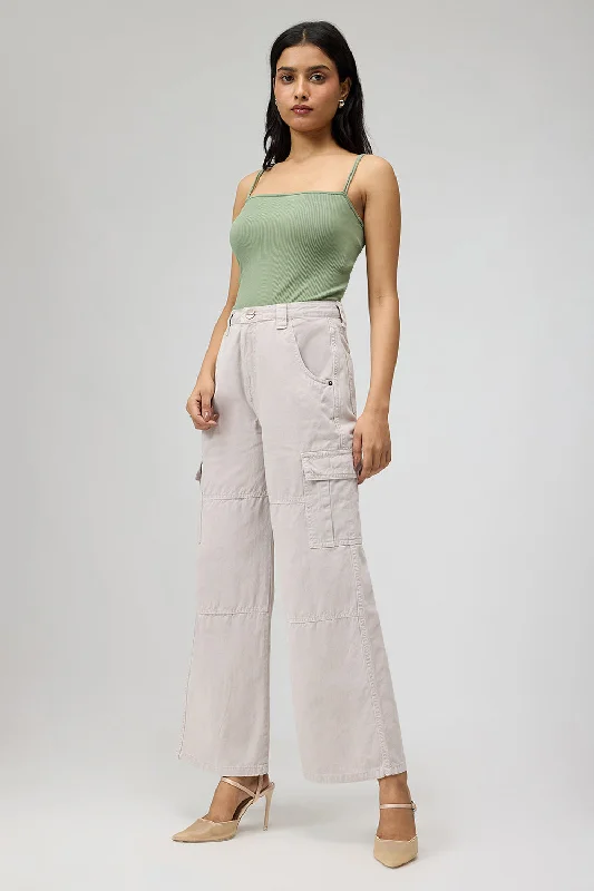 Weekend Style Ivory Essentials Cargo Denim Jeans