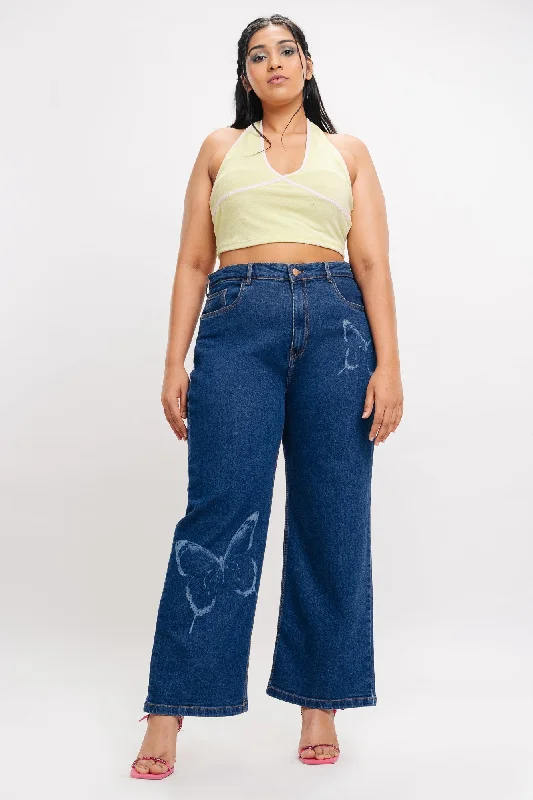 Casual Chic Outfits Butterfly Stretch Straight Jeans