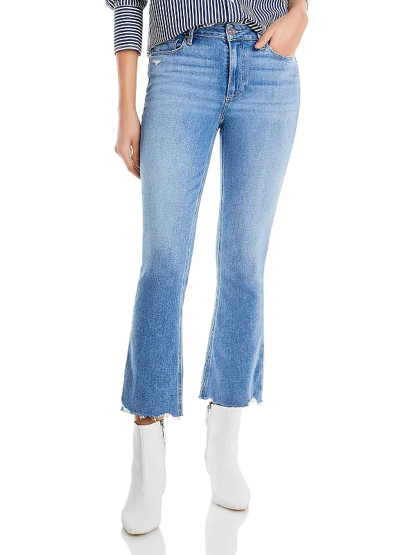 Exquisite Tailoring Colette Womens Destroyed Denim Flared Jeans
