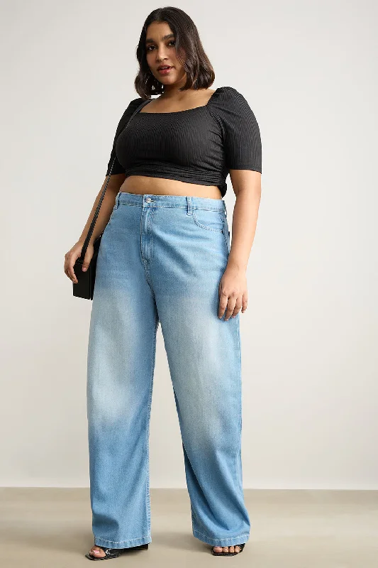 Modern Comfort Curve Ice Wash Straight Leg Women's Jeans