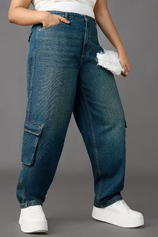 Timeless Comfort Lagoon Luxe Cargo Jeans Curve