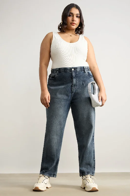 Trendy Looks Slate Stretch Curve Mom Jeans