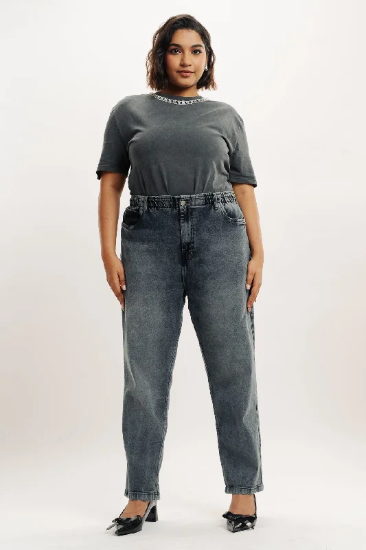 Modernism Curve Dark Charcoal Stretch Mom Jeans