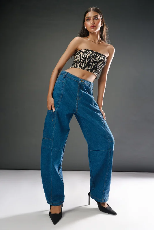 Urban Design Sense Electric Blue Baggy Fit Jeans