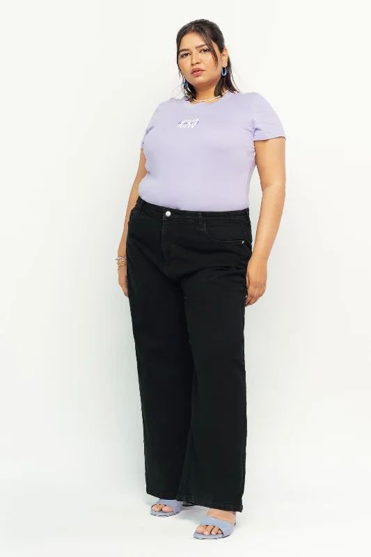 Casual Wear Classic Black Wide Jeans