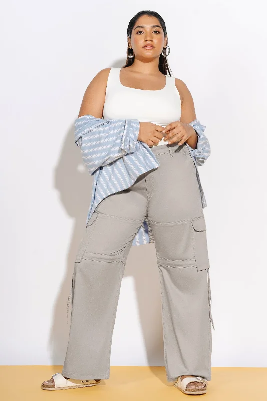 Soft Knitwear Grey Side Pocket Cargo