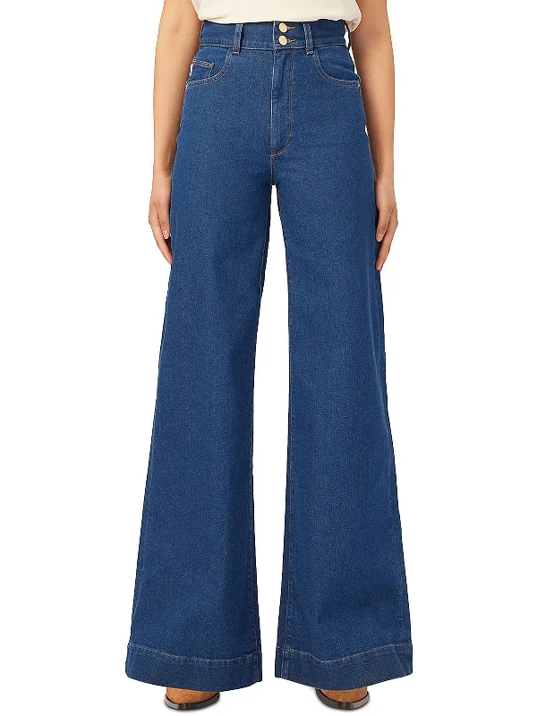Noble Temperament Hepburn Womens High Rise Denim Wide Leg Jeans