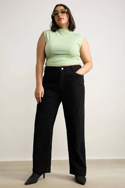 Fashion Must-have Charcoal Charm High Waist Straight Jeans
