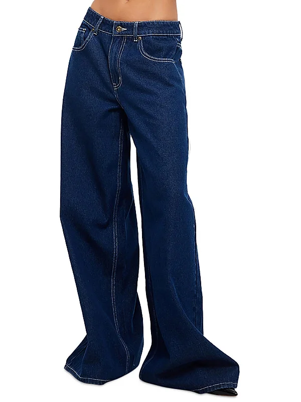 Comfortable And Cold-proof Idol Womens Low Rise Denim Wide Leg Jeans