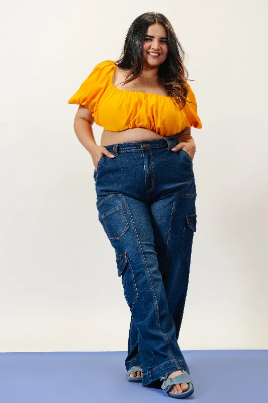 Cozy Fashion Trends Curve Indigo Stretch Cargo Jeans