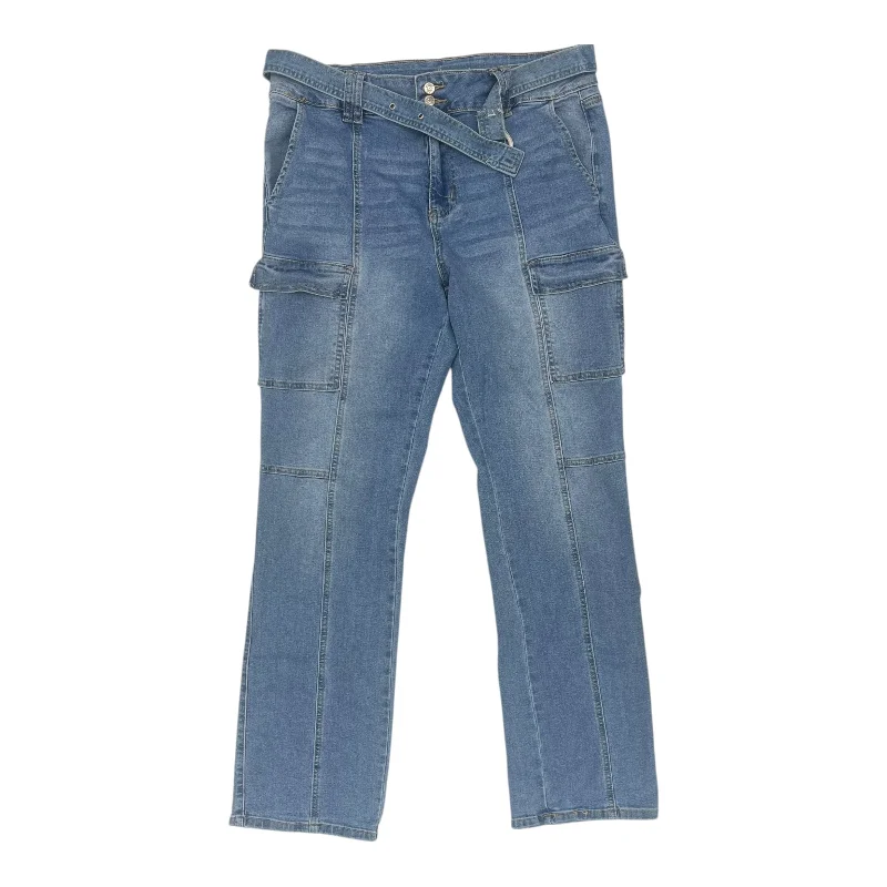 Fashion Design Jeans Boot Cut By Madden Nyc In Blue Denim, Size:14